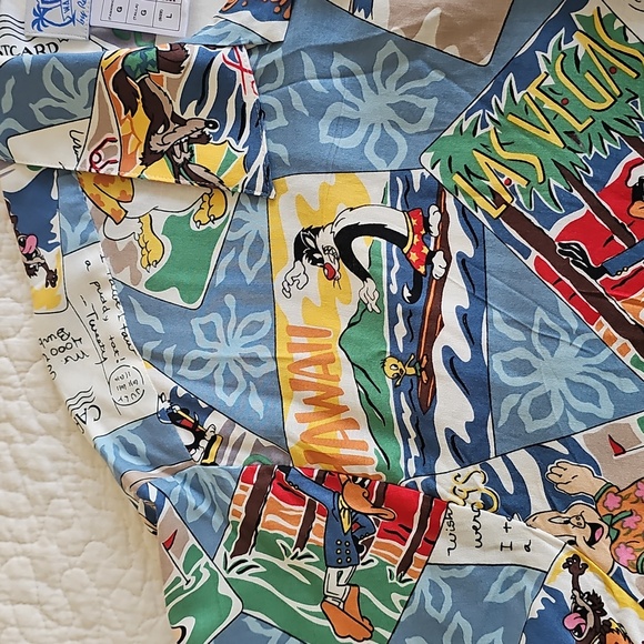 🌈HP🌈Reyn Spooner Hawaian Warner Bros. Vintage Shirt Large - Picture 6 of 16